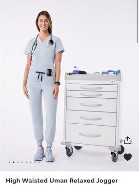 Figs Dusty Blue High Waisted Uman Relaxed Jogger Scrub bottoms Size Small